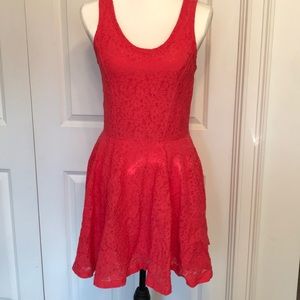 Express Pink Lace Skater Dress Size Medium
